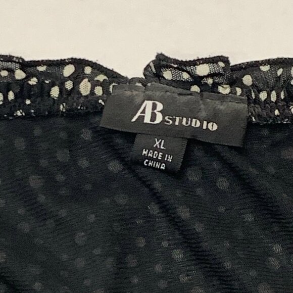 AB Studio Women's XL Black and White Polka Dot Blouse with 3/4 sleeves - Picture 11 of 14